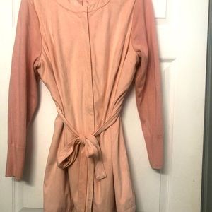 Womens Pink Suede & Sweater Jacket